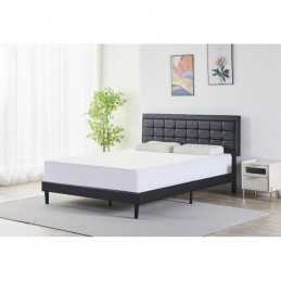 Pat Tapițat Premium Catifea 140/160x200 cm, Somiera Inclusa, Negru, Fara Saltea