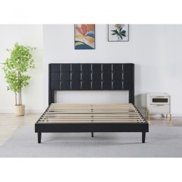 Pat Tapițat Premium Catifea 140/160x200 cm, Somiera Inclusa, Negru, Fara Saltea cod 6230