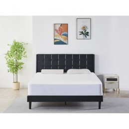Pat Tapițat Premium Catifea 140/160x200 cm, Somiera Inclusa, Negru, Fara Saltea cod 6230