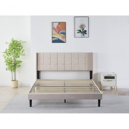 Pat Tapițat Premium Catifea 140/160x200 cm, Somiera Inclusa, Maro, Fara Saltea cod 6230