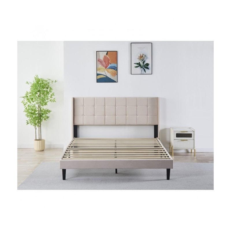 Pat Tapițat Premium Catifea 140/160x200 cm, Somiera Inclusa, Maro, Fara Saltea cod 6230 Pat Tapițat Premium Catifea 140/160x200 cm, Somiera Inclusa, Maro, Fara Saltea cod 6230