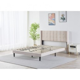 Pat Tapițat Premium Catifea 140/160x200 cm, Somiera Inclusa, Maro, Fara Saltea cod 6230