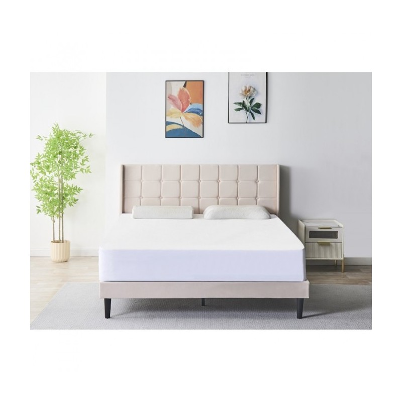 Pat Tapițat Premium Catifea 140/160x200 cm, Somiera Inclusa, Maro, Fara Saltea cod 6230