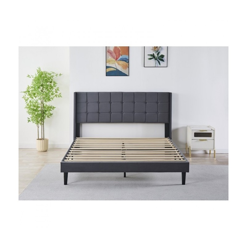 Pat Tapițat Premium Catifea 140/160x200 cm, Somiera Inclusa, Gri Inchis, Fara Saltea cod 6230 Pat Tapițat Premium Catifea 140/160x200 cm, Somiera Inclusa, Gri Inchis, Fara Saltea cod 6230