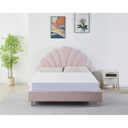 Pat Tapițat Premium Catifea 140x200 cm, Somiera Inclusa, Roz, Fara Saltea cod LB-50