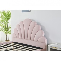 Pat Tapițat Premium Catifea 140x200 cm, Somiera Inclusa, Roz, Fara Saltea cod LB-50