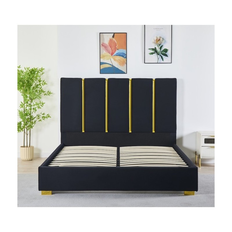 Pat Tapițat Premium Catifea 160x200 cm, Somiera Inclusa, Negru, Fara Saltea cod LB-214 Pat Tapițat Premium Catifea 160x200 cm, Somiera Inclusa, Negru, Fara Saltea cod LB-214