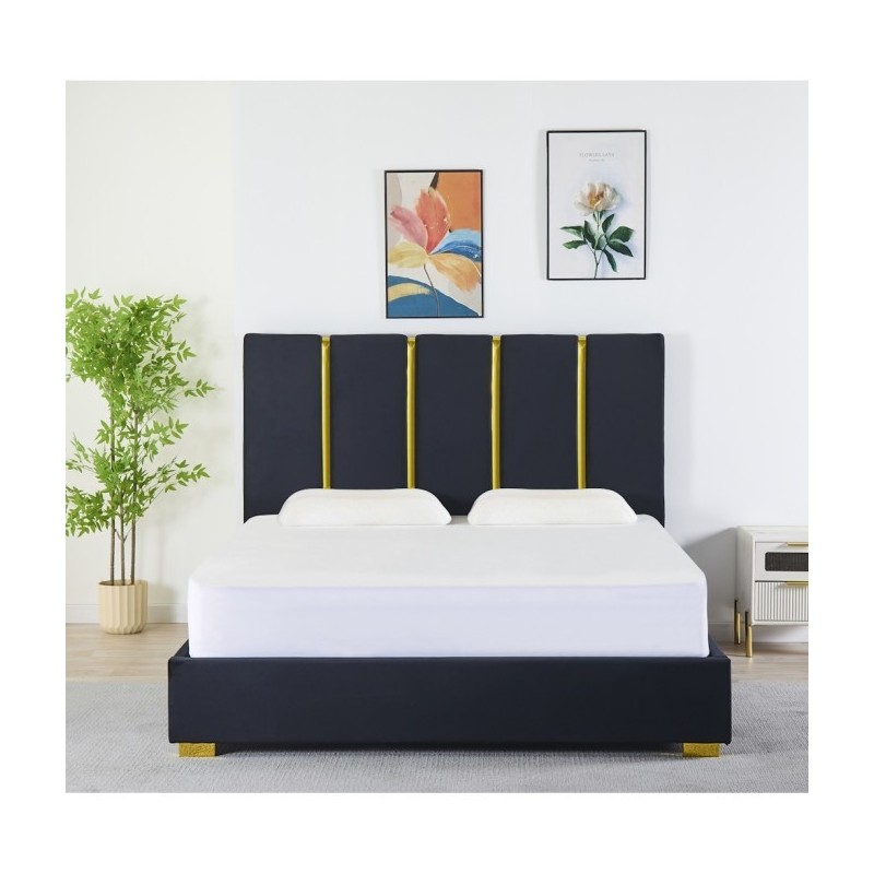 Pat Tapițat Premium Catifea 160x200 cm, Somiera Inclusa, Negru, Fara Saltea cod LB-214 Pat Tapițat Premium Catifea 160x200 cm, Somiera Inclusa, Negru, Fara Saltea cod LB-214
