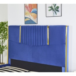 Pat Tapițat Premium Catifea 160x200 cm, Somiera Inclusa, Albastru, Fara Saltea cod LB-215