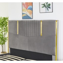 Pat Tapițat Premium Catifea 160x200 cm, Somiera Inclusa, Gri Petrol, Fara Saltea cod LB-215