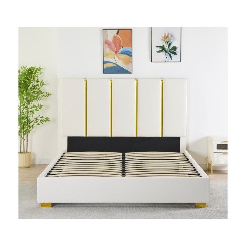 Pat Tapițat Premium Piele Sintetica 160x200 cm, Somiera Inclusa, Alb, Fara Saltea cod LB-214 Pat Tapițat Premium Piele Sintetica 160x200 cm, Somiera Inclusa, Alb, Fara Saltea cod LB-214