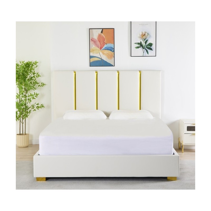 Pat Tapițat Premium Piele Sintetica 160x200 cm, Somiera Inclusa, Alb, Fara Saltea cod LB-214 Pat Tapițat Premium Piele Sintetica 160x200 cm, Somiera Inclusa, Alb, Fara Saltea cod LB-214
