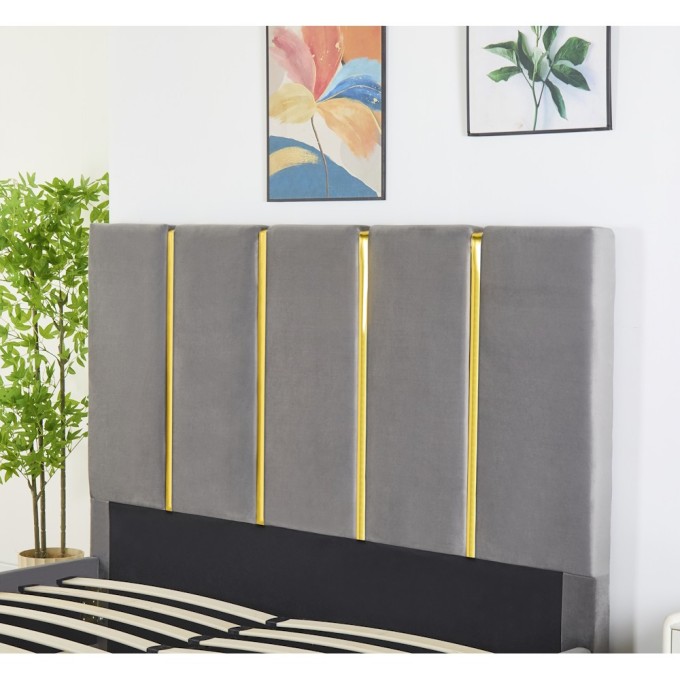 Pat Tapițat Premium Catifea 160x200 cm, Somiera Inclusa, Gri Petrol, Fara Saltea cod LB-214