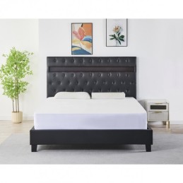 Pat Tapițat Premium Catifea 160x200 cm, Somiera Inclusa, Negru, Fara Saltea cod FB-18