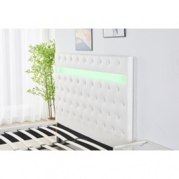 Pat Tapițat Premium Catifea 160x200 cm, Somiera Inclusa, Alb, Fara Saltea cod FB-18