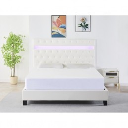 Pat Tapițat Premium Catifea 160x200 cm, Somiera Inclusa, Alb, Fara Saltea cod FB-18
