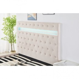 Pat Tapițat Premium Catifea 160x200 cm, Somiera Inclusa, Bej, Fara Saltea cod FB-18