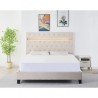 Pat Tapitat Catifea, cu Iluminare LED, Somiera Inclusa, Bej, 160x200cm, Fara Saltea, cod FB-18