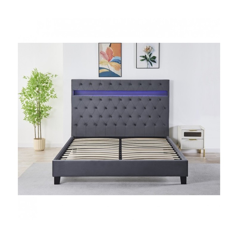 Pat Tapițat Premium Catifea 160x200 cm, Somiera Inclusa, Gri Inchis, Fara Saltea cod FB-18 Pat Tapițat Premium Catifea 160x200 cm, Somiera Inclusa, Gri Inchis, Fara Saltea cod FB-18
