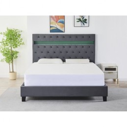 Pat Tapițat Premium Catifea 160x200 cm, Somiera Inclusa, Gri Inchis, Fara Saltea cod FB-18
