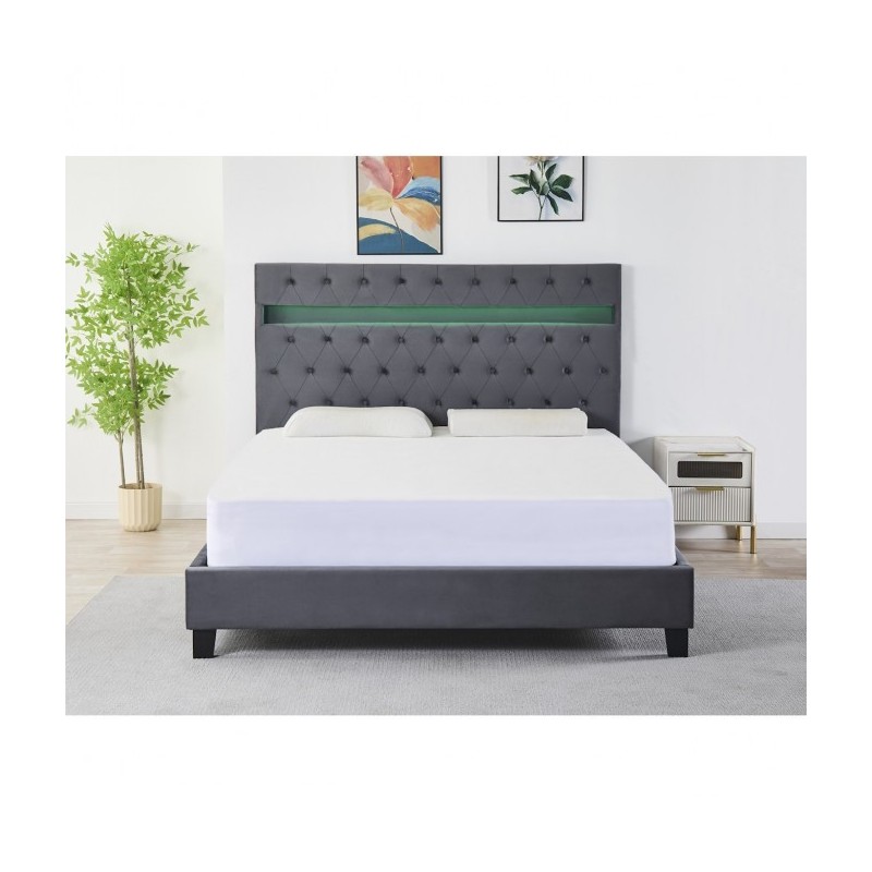 Pat Tapițat Premium Catifea 160x200 cm, Somiera Inclusa, Gri Inchis, Fara Saltea cod FB-18 Pat Tapițat Premium Catifea 160x200 cm, Somiera Inclusa, Gri Inchis, Fara Saltea cod FB-18