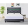 Pat Tapitat Catifea, cu Iluminare LED, Somiera Inclusa, Gri Inchis, 160x200cm, Fara Saltea, cod FB-18